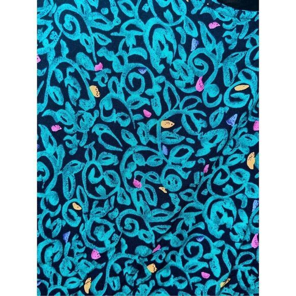 Vintage beautiful More Jazz Teal Green Paisley Floral Rayon Maxi Dress Oversized - Picture 6 of 10